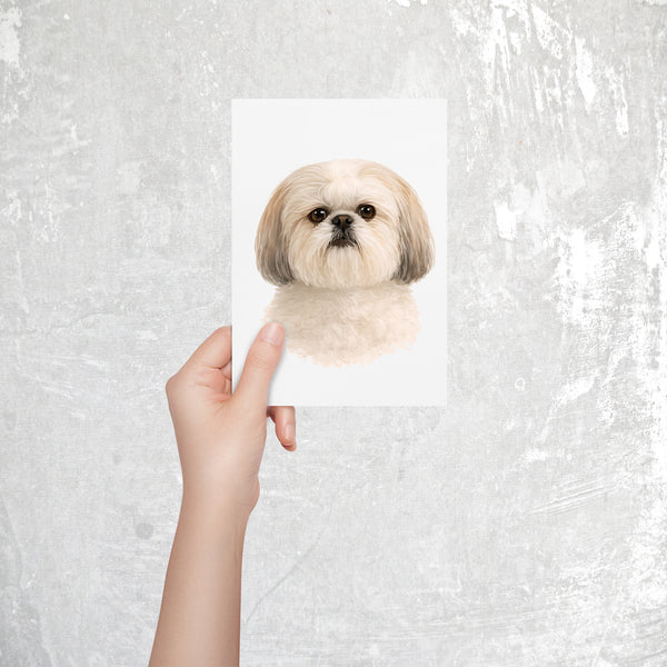 Shih Tzu Watercolor Print Dog Notecard | 4x6 Blank Inside | Cute Pet Lover Stationery