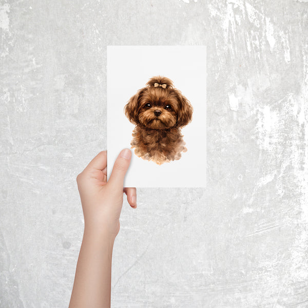 Shih Tzu Watercolor Print Dog Notecard | 4x6 Blank Inside | Cute Pet Lover Stationery