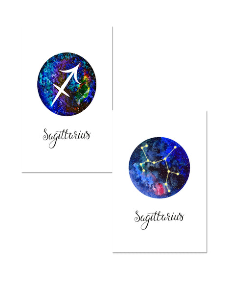 Sagittarius Zodiac Greeting Card Set – Celestial Astrology Note Cards with Envelopes (Blank Inside)