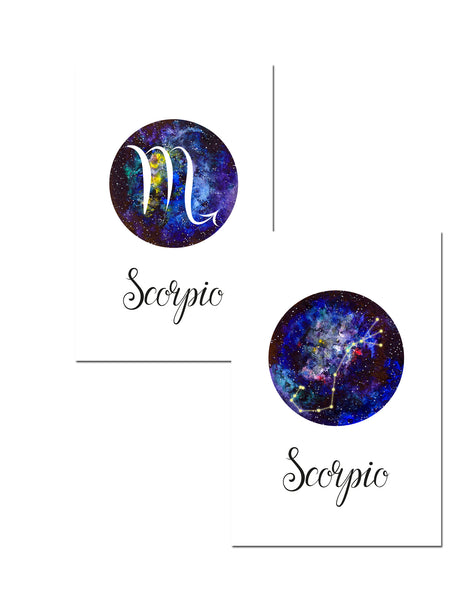 Scorpio Zodiac Greeting Card Set – Celestial Astrology Note Cards with Envelopes (Blank Inside)
