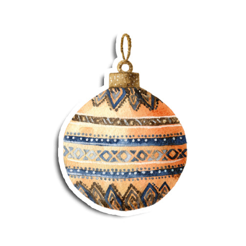 Decorative Christmas ornament with tribal pattern on a white background