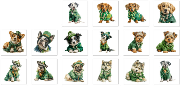 24 St Patrick's Day Dogs Handmade Stickers for Laptops, Journals, Notebooks, Scrapbooks