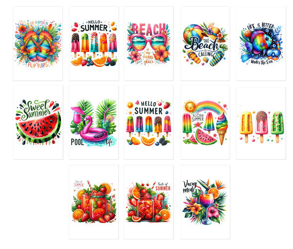 13 Summer Beach Notecards All Occasion 4x6 with Envelopes Blank Folded