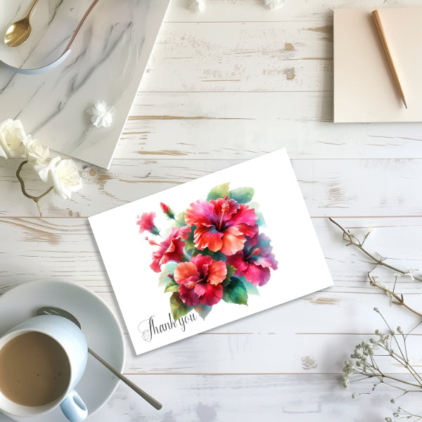 6 Watercolor Florida Flowers Thank You Notecards 4x6 Blank Cards with Envelopes