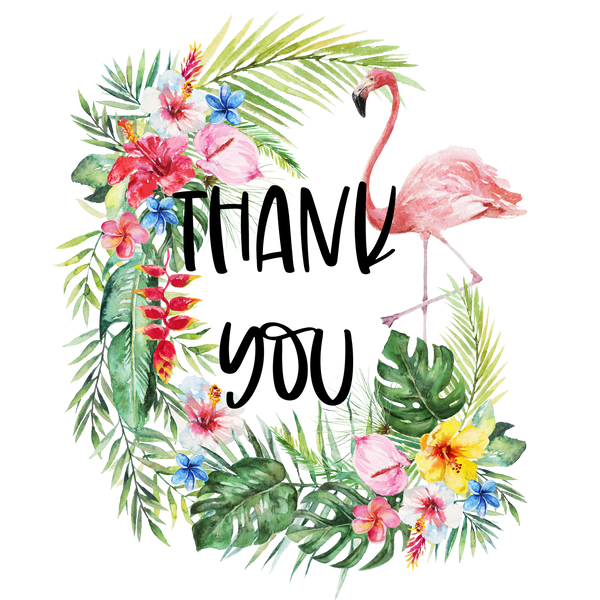 Tropical Flamingo Thank You Handmade Stickers 