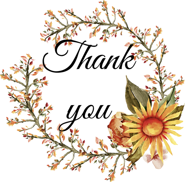 Handmade thank you stickers with fall flowers
