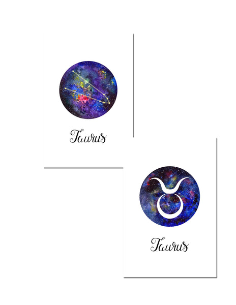 Taurus Zodiac Greeting Card Set – Celestial Astrology Note Cards with Envelopes (Blank Inside)