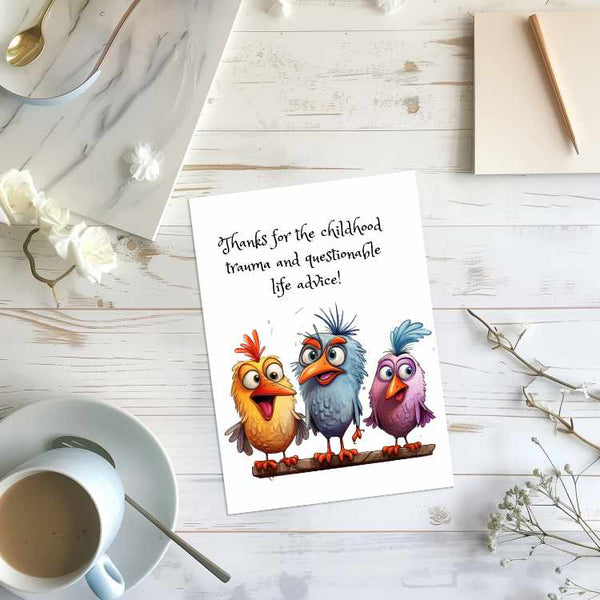 Funny Friendship Card 4x6 Quirky Birds Humor Matte w/ Envelope