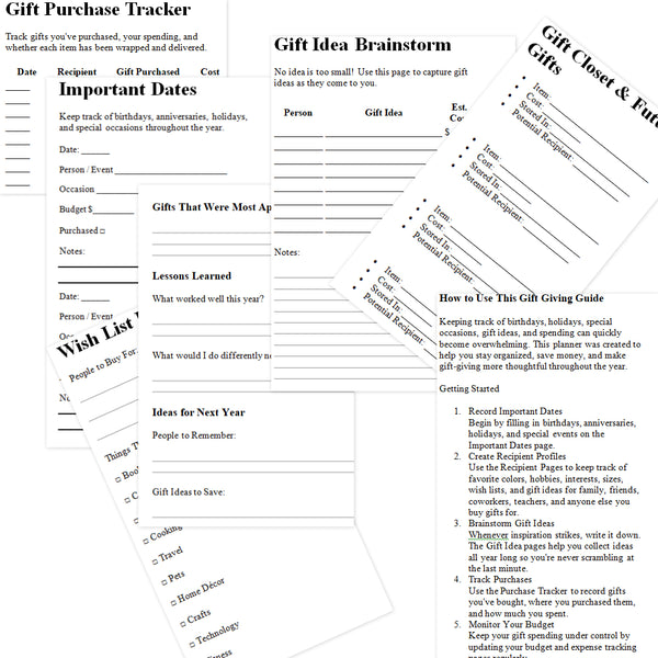 Complete Gift Giving Guide | Gift Planner, Budget Tracker & Special Occasion Organizer