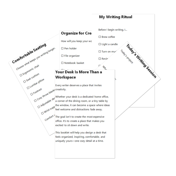 The Writer's Cozy Desk Setup – Boutique Booklet for Writers & Creative Minds
