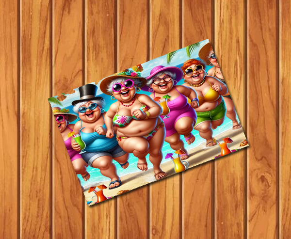 Funny Beach Ladies Greeting Card – Tropical Girls Trip Card 4x6 Folded with Envelope