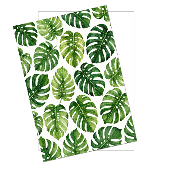 Tropical Monstera Leaves Botanical 4x6 Notecard