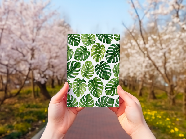Tropical Monstera Leaves Botanical 4x6 Notecard