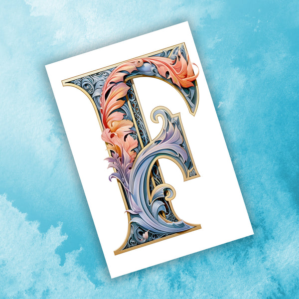 10 Handmade Victorian Art Letters – Blank Inside – Folded 4x6 Every Occasion Cards with White Envelopes