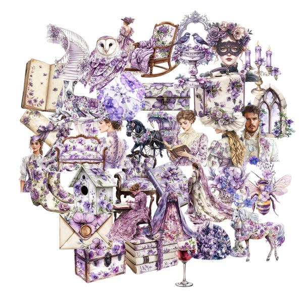 Layout sample sheet of Victorian lavender sticker set