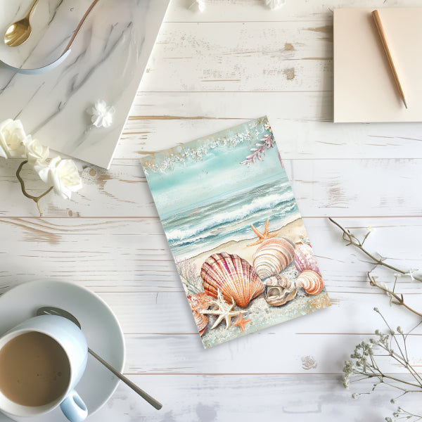8 Seashell Notecards All Occasion 4x6 with Envelopes Blank Folded
