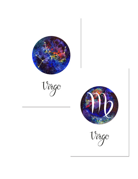 Virgo Zodiac Greeting Card Set – Celestial Astrology Note Cards with Envelopes (Blank Inside)