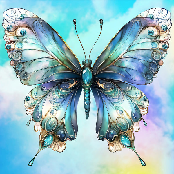 Colorful butterfly illustration on a gradient background