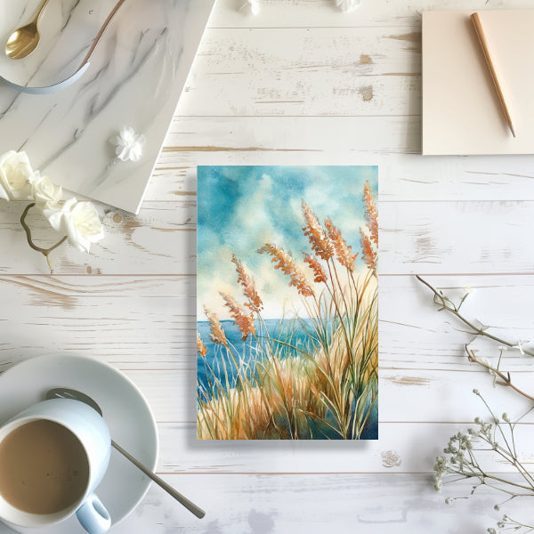 10 Tall Coastal Grass Notecards All Occasion 4x6 with Envelopes Blank Folded