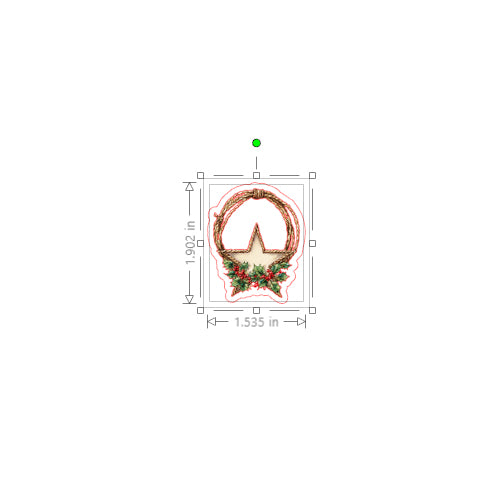 Decorative wreath with a star and holly leaves on a white background