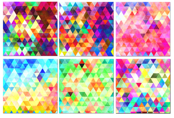 
12 Mini Note Cards 3x3 Watercolor Triangle Pattern Gift Enclosure Set