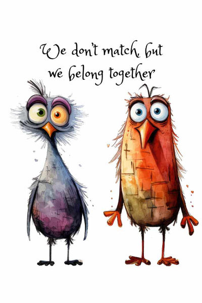 Funny Friendship Card 4x6 Quirky Birds Humor Matte w/ Envelope