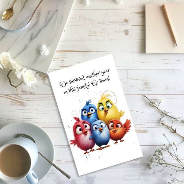 Funny Friendship Card 4x6 Quirky Birds Humor Matte w/ Envelope
