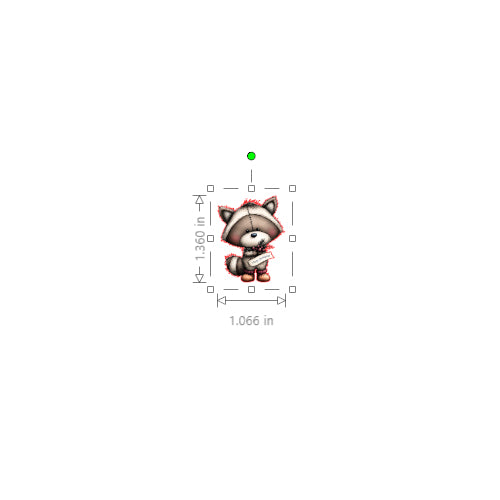 Illustration of a raccoon character with measurement markers on a white background