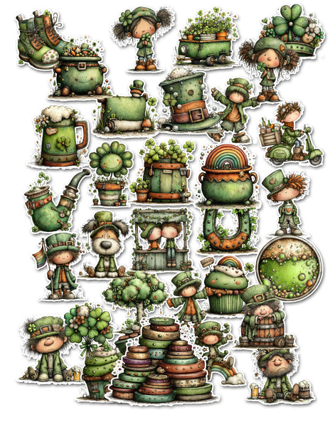 32 St Patrick's Day Handmade Stickers for Laptops, Journals, Notebooks, Scrapbooks