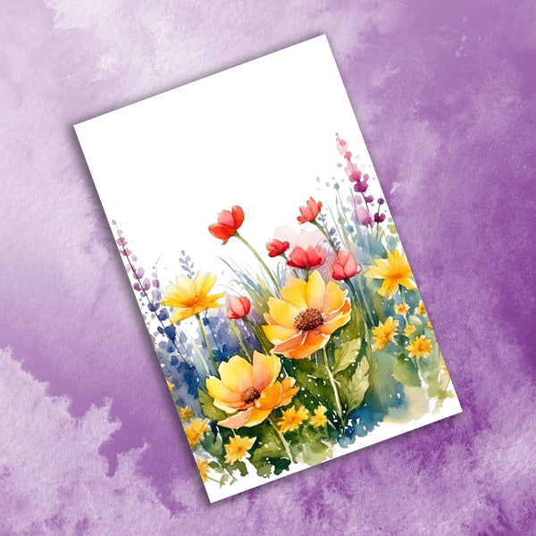 10 Handmade Watercolor Wildflowers – Blank Inside – Folded 4x6 Every Occasion Cards with White Envelopes