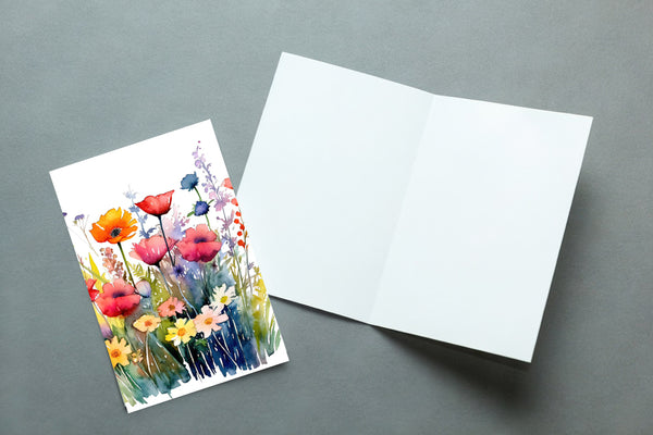 10 Handmade Watercolor Wildflowers – Blank Inside – Folded 4x6 Every Occasion Cards with White Envelopes