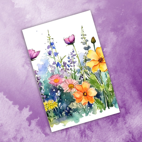10 Handmade Watercolor Wildflowers – Blank Inside – Folded 4x6 Every Occasion Cards with White Envelopes