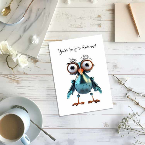 Funny Friendship Card 4x6 Quirky Birds Humor Matte w/ Envelope
