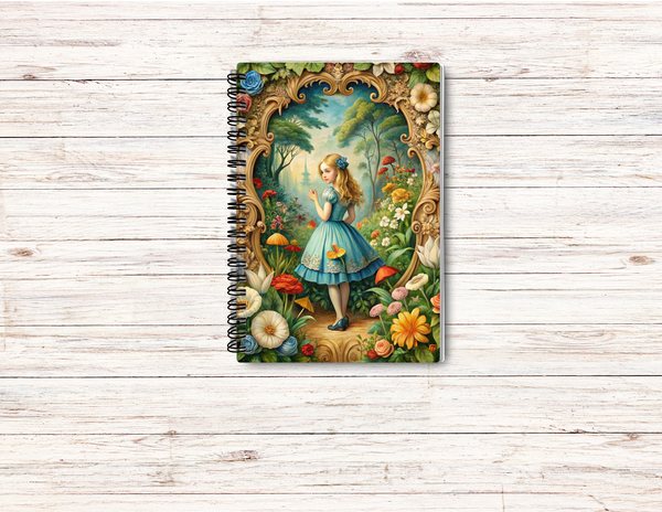 Alice in Wonderland Spiral Journal – 6x9 Lined Notebook or To Do List