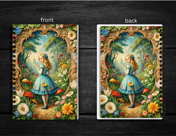 Alice in Wonderland Spiral Journal – 6x9 Lined Notebook or To Do List