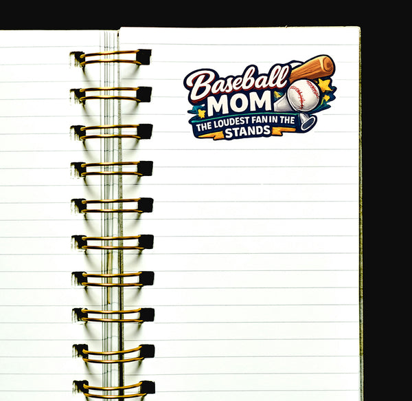 Baseball Mom Sticker Loudest Fan Sports Decal Baseball Mom Journal Scrapbooking