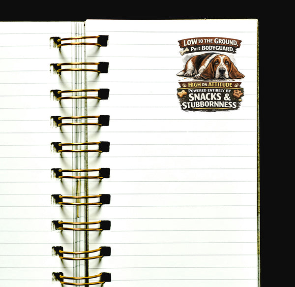 Funny Basset Hound Sticker Low to the Ground Dog Humor Journal Scrapbook Gift