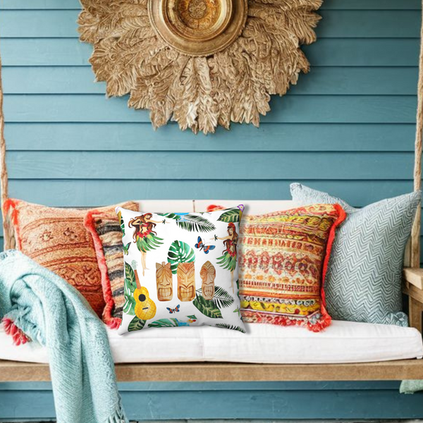 Hula Girl Tropical Theme Decorative Throw Pillows, Beach Home Decor