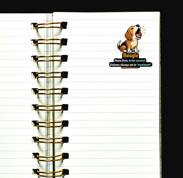 Funny Beagle Sticker Nose First Loud Dog Journal Scrapbook Dog Lover Gift