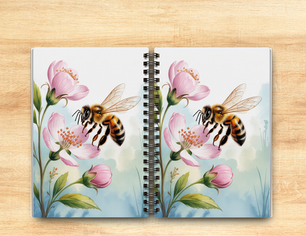 Honeybee Spiral Journal – 6x9 Lined Notebook or To Do List