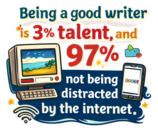 Writer Humor Sticker Easily Distracted by Internet Journal Scrapbook Gift Author