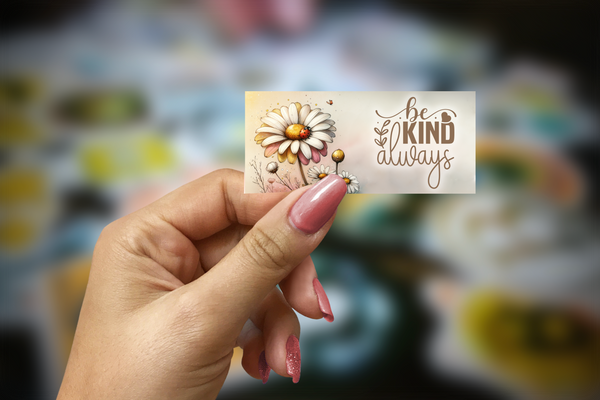 Be Kind Always Daisy Inspirational Glossy Sticker | Handmade Motivational Floral Decal | 3.5 x 1.75 Inch