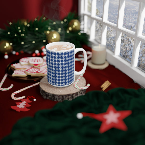 Blue pattern Coffee Mug 2-Sizes 11oz/15oz Dishwasher Microwave Safe