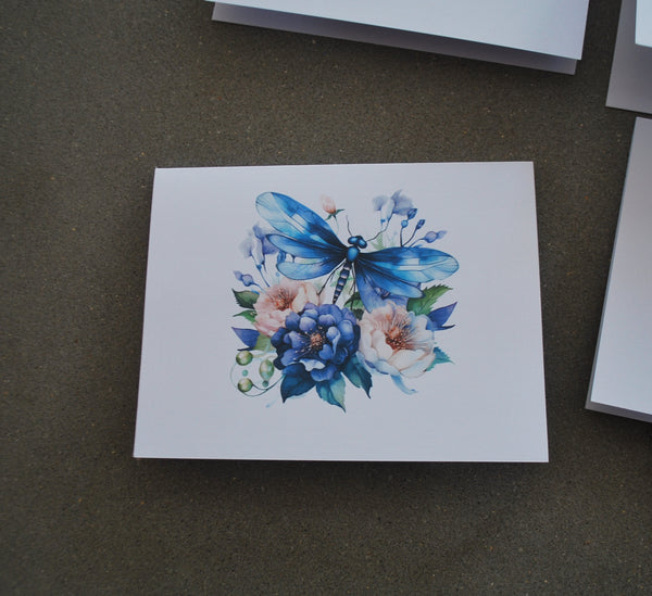4 Dragonfly blank notecards 