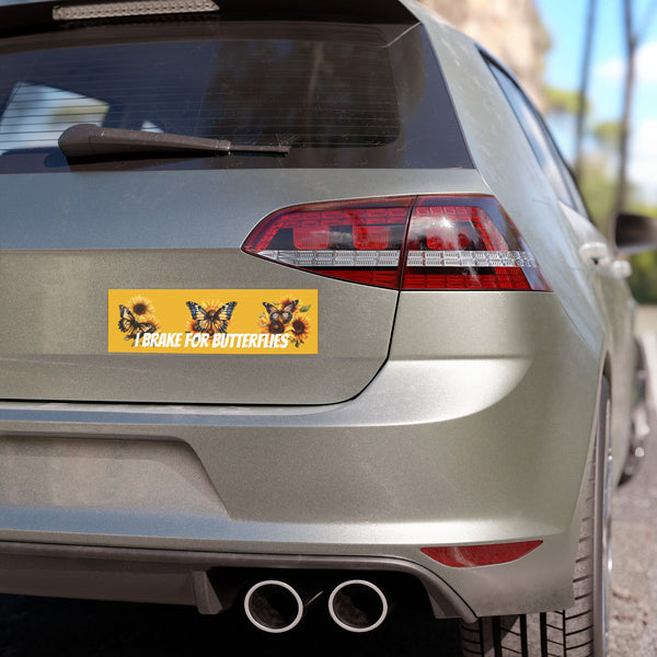 I brake for butterflies car magnet on a car bumper