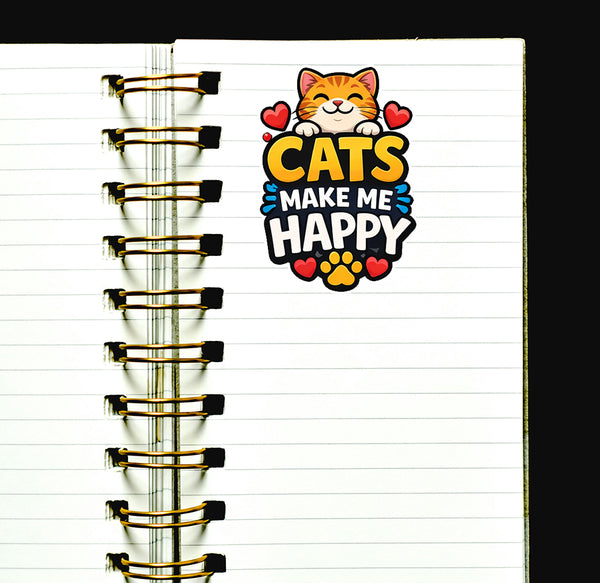 Cats Make Me Happy Sticker Cute Kitty Pet Lover Decal Gift Journal Scrapbooking