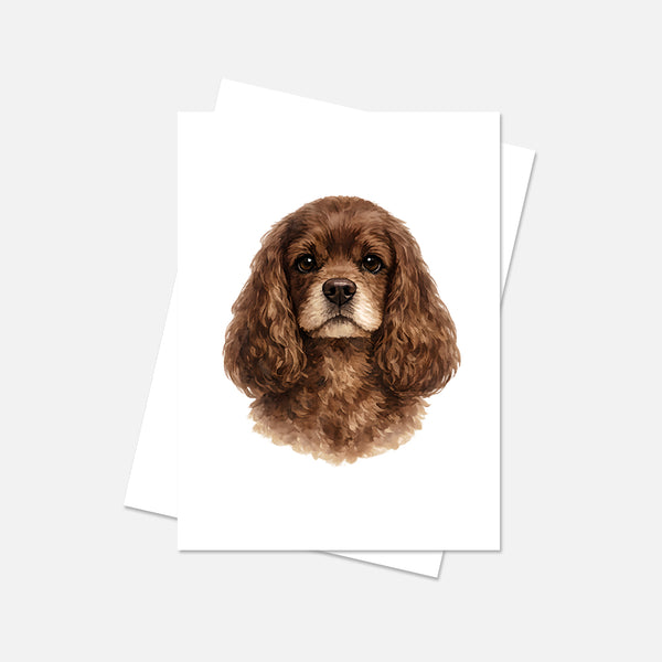 Cocker Spaniel Watercolor Print Dog Notecard | 4x6 Blank Inside | Cute Pet Lover Stationery