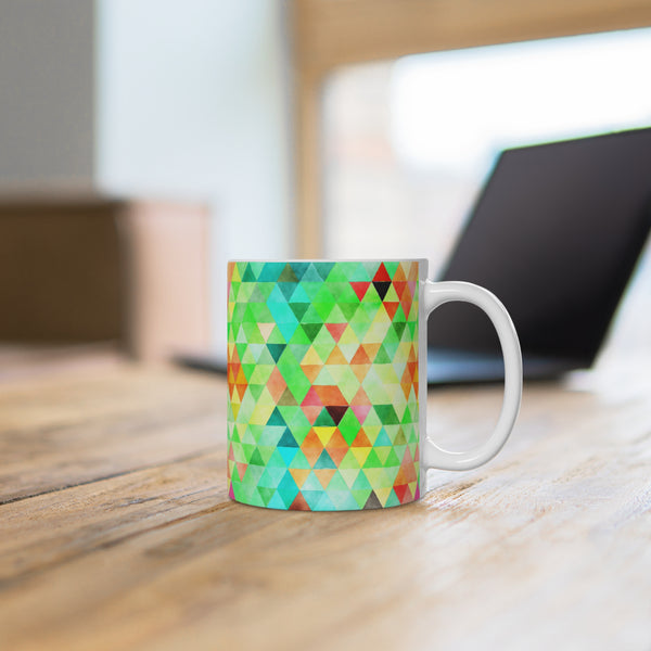 Bold Colorful Geometric Design Coffee Mug 2-Sizes 11oz/15oz Dishwasher Microwave Safe