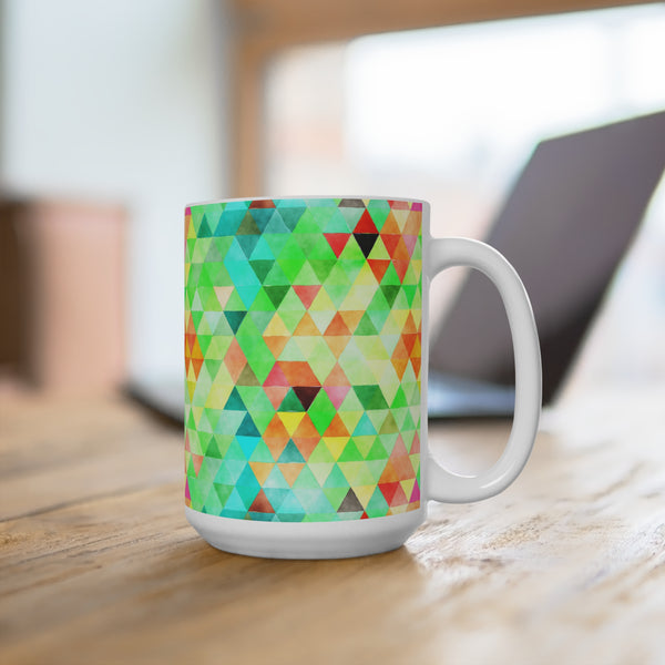 Bold Colorful Geometric Design Coffee Mug 2-Sizes 11oz/15oz Dishwasher Microwave Safe