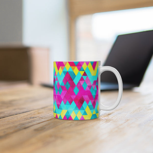 Bold Colorful Geometric Design Coffee Mug 11oz/15oz - Dishwasher Safe